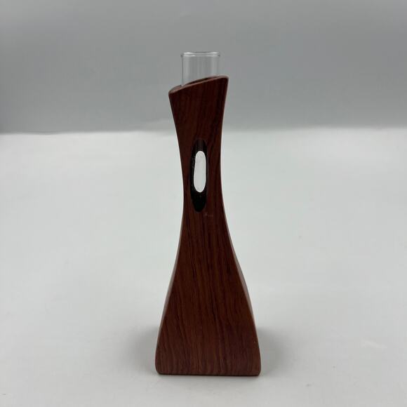 Vintage MCM Wood Test Tube Vial Bud Vase Propagation Macacauba Walnut Mini - Picture 9 of 9